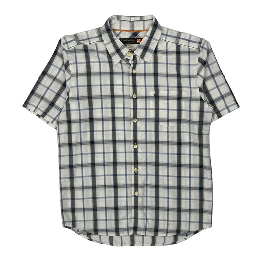 Quiksilver Checked Short Sleeve Shirt - Medium White Cotton