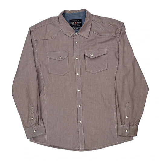 Ecko Unltd Striped Shirt - 2XL Brown Cotton