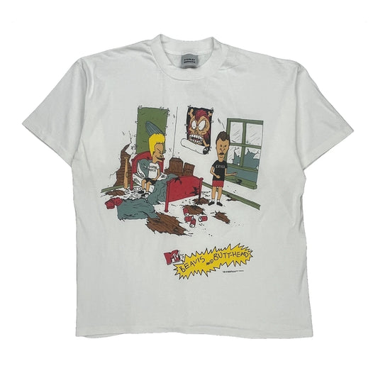 Mtv Beavis And Butthead Stanley Desantis Cartoon T-Shirt - Large White Cotton