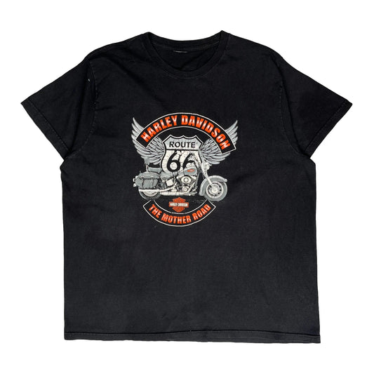 Route 66 Harley Davidson Graphic T-Shirt - XL Black Cotton