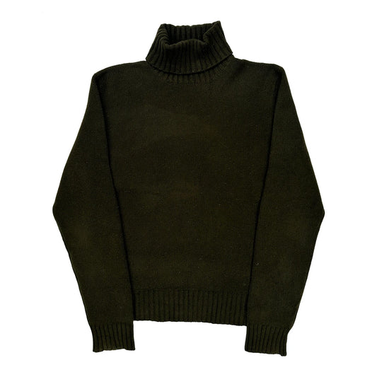 Polo By Ralph Lauren Roll Neck Sweater - Large Green Cashmere Blend