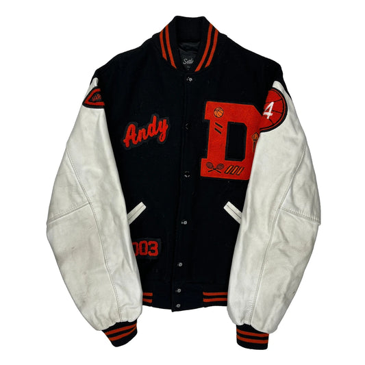 Basketball Settlemien'S Varsity Jacket - Large Red Leather