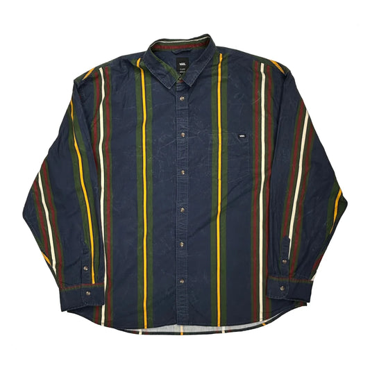 Vans Striped Shirt - 2XL Blue Cotton