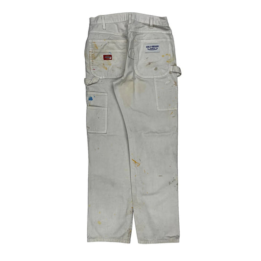 Vintage Painted Dickies Carpenter Trousers - 29W 32L White Cotton