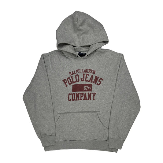 Polo Jeans Ralph Lauren Spellout Hoodie - Large Grey Cotton Blend