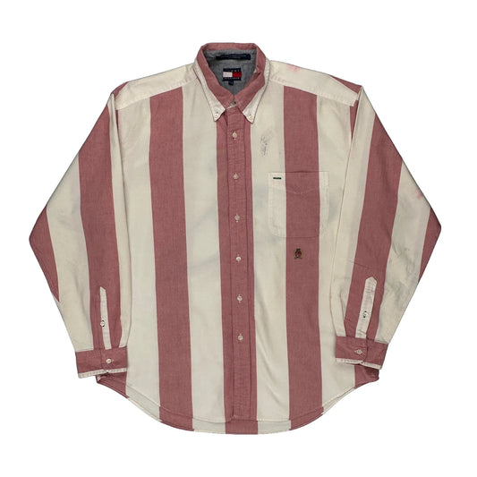 Tommy Hilfiger Striped Shirt - Large Cream Cotton