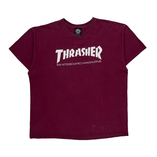 Vintage Thrasher Spellout T-Shirt - XL Burgundy Cotton