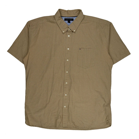 Tommy Hilfiger Checked Short Sleeve Shirt - 2XL Beige Cotton