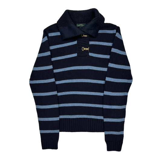 Ralph Lauren Striped Jumper - Small Blue Cotton