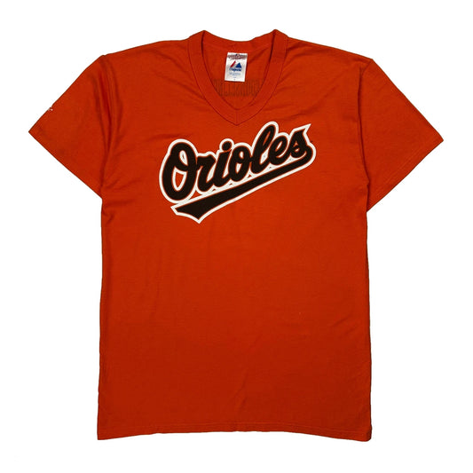 Orioles Majestic Mlb T-Shirt - Large Orange Cotton