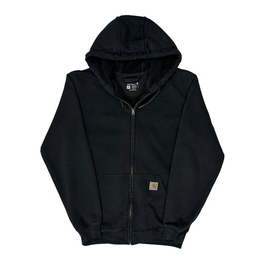 Carhartt Full Zip Hoodie - Small Black Cotton Blend