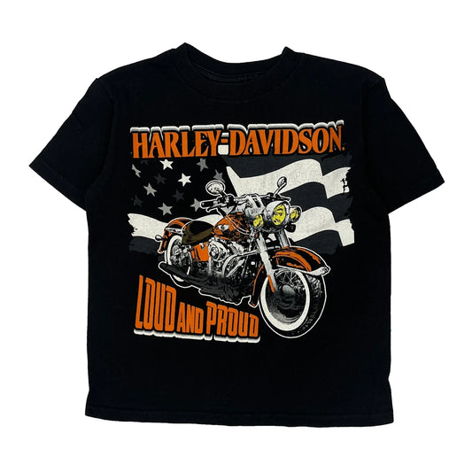 Age 4 Harley Davidson Graphic T-Shirt - XS Black Cotton