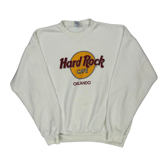 Orlando Hard Rock Cafe Graphic Sweatshirt - Large White Cotton