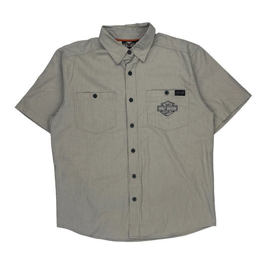Harley Davidson Short Sleeve Shirt - Large Grey Polyester