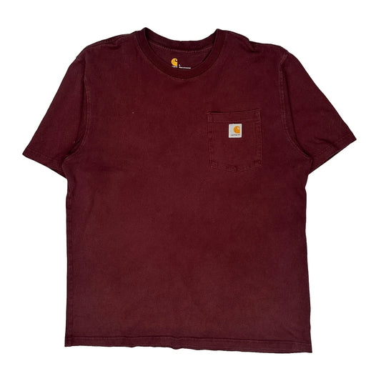 Vintage Carhartt T-Shirt - Large Burgundy Cotton