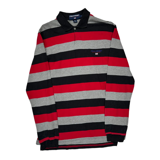 Polo Sport Striped Polo Shirt - Large Black Cotton
