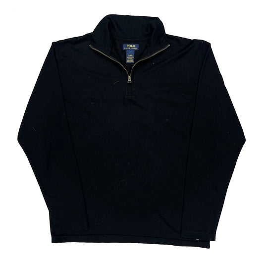 Vintage Polo By Ralph Lauren 1/4 Zip - Medium Black Polyester