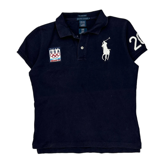 USA Olympics Ralph Lauren Graphic Polo Shirt - Large Navy Cotton