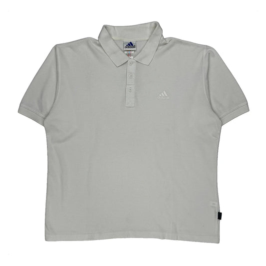 Adidas Polo Shirt - Large White Cotton