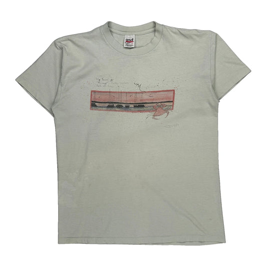 Anvil Graphic T-Shirt - Large Grey Cotton