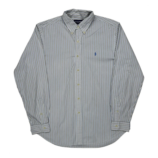 Classic Fit Ralph Lauren Striped Shirt - Large Blue Cotton