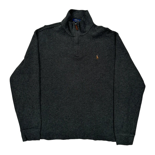 Estate Rib Polo By Ralph Lauren 1/4 Zip - XL Grey Wool