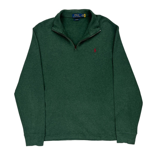 Polo By Ralph Lauren 1/4 Zip - Large Green Cotton