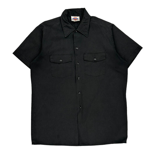 Dickies Short Sleeve Shirt - Large Black Cotton