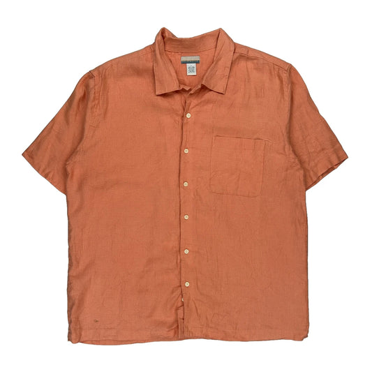 Breakwater Short Sleeve Shirt - Large Orange Linen