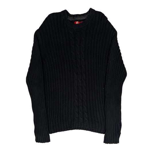 Guess Fitted Jumper - Large Black Cotton