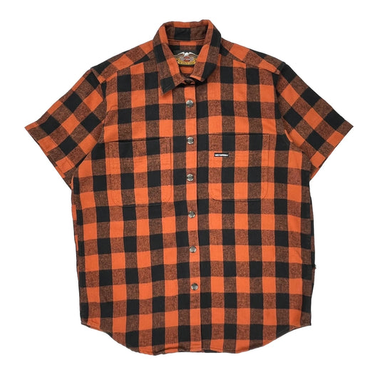 Harley Davidson Checked Short Sleeve Shirt - Large Black Cotton