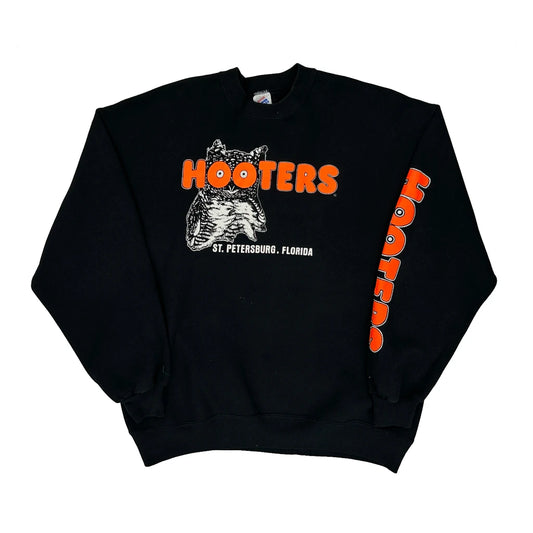 Made In USA Jerzees Hooters Sweatshirt - XL Black Cotton