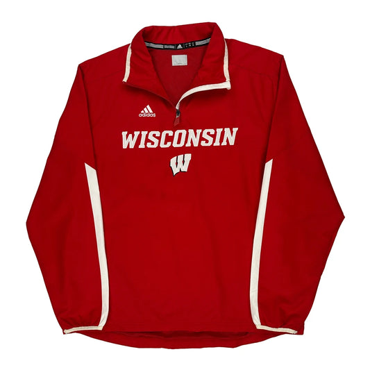 Wisconsin Adidas College Windbreaker - Large Red Polyester