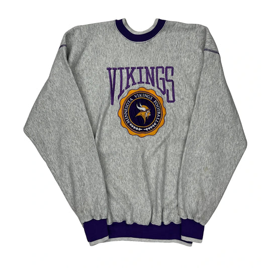 Minnesota Vikings Game Nfl Sweatshirt - Large Grey Cotton Blend