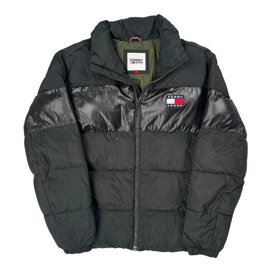 Vintage Tommy Jeans Puffer - Large Black Polyester