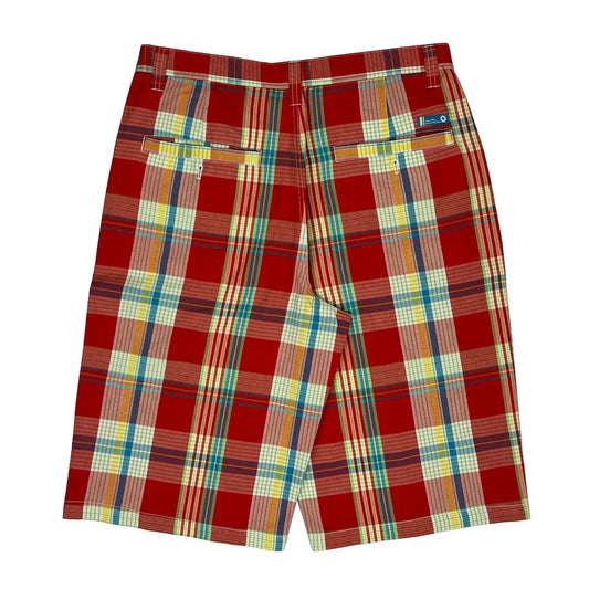 Vintage Southpole Checked Shorts - 36W 14L Red Polyester Blend