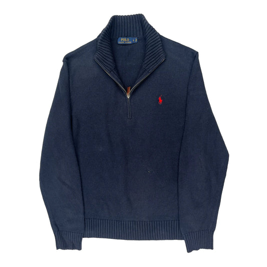 Polo By Ralph Lauren 1/4 Zip - Large Blue Cotton