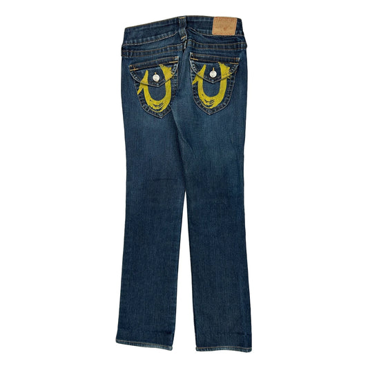 True Religion Contrast Stitch Jeans - 28W US 2 Blue Cotton