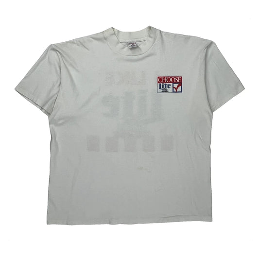Miller Lite Graphic T-Shirt - XL White Cotton