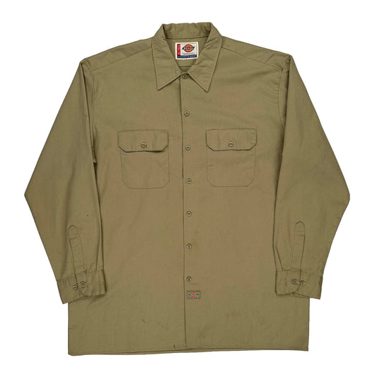 Dickies Shirt - XL Khaki Polyester Blend
