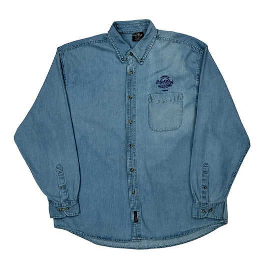 Seminole Hard Rock Hotel & Casino Tampa Hard Rock Cafe Denim Shirt - XL Blue Cotton