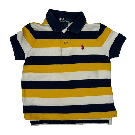 Age 2 Polo By Ralph Lauren Striped Polo Shirt - 3XS Navy Cotton