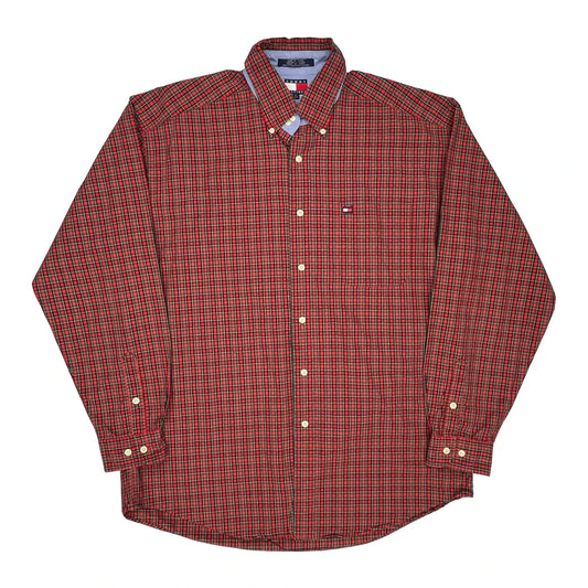 Tommy Hilfiger Checked Shirt - Large Green Cotton