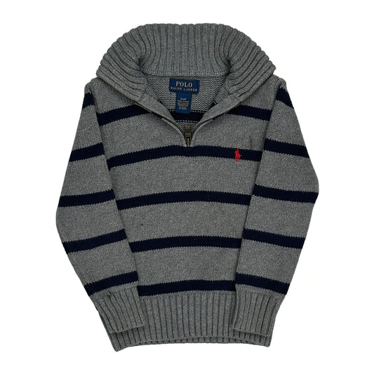 Age 4 Polo By Ralph Lauren Striped 1/4 Zip - XS Grey Cotton