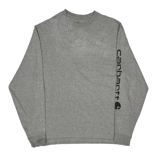 Carhartt Long Sleeve T-Shirt - Large Grey Cotton