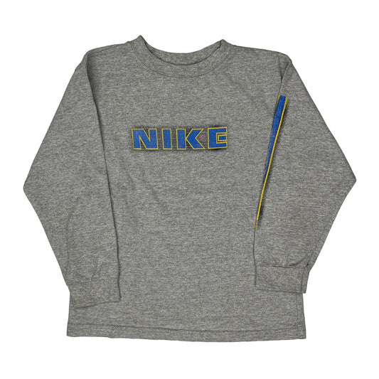 Age 5-6 Nike Graphic Long Sleeve T-Shirt - Medium Grey Cotton