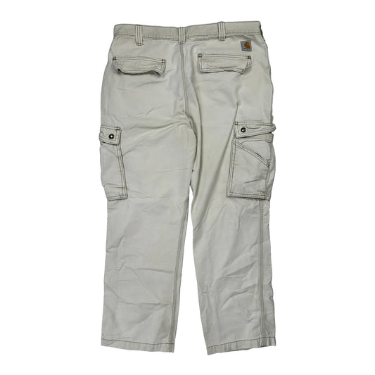 Carhartt Cargo Trousers - 34W 30L Cream Cotton