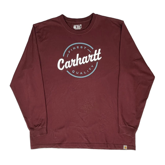 Carhartt Long Sleeve T-Shirt - XL Burgundy Cotton