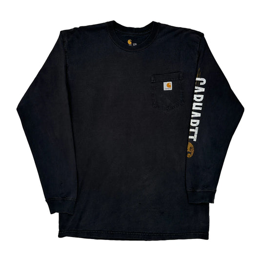 Carhartt Spellout Long Sleeve T-Shirt - Large Black Cotton