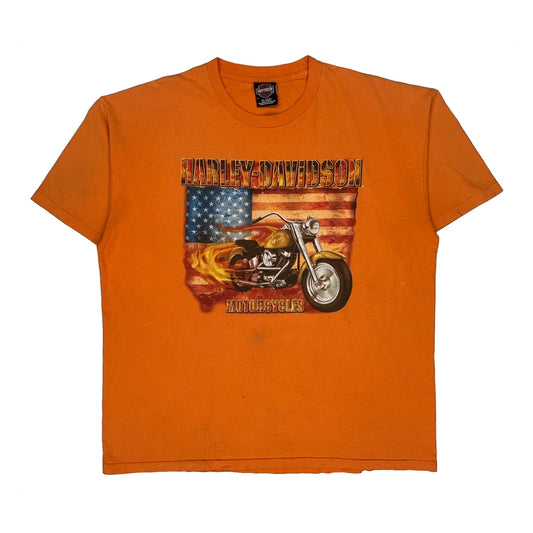 Ohio Harley Davidson Graphic T-Shirt - 2XL Orange Cotton